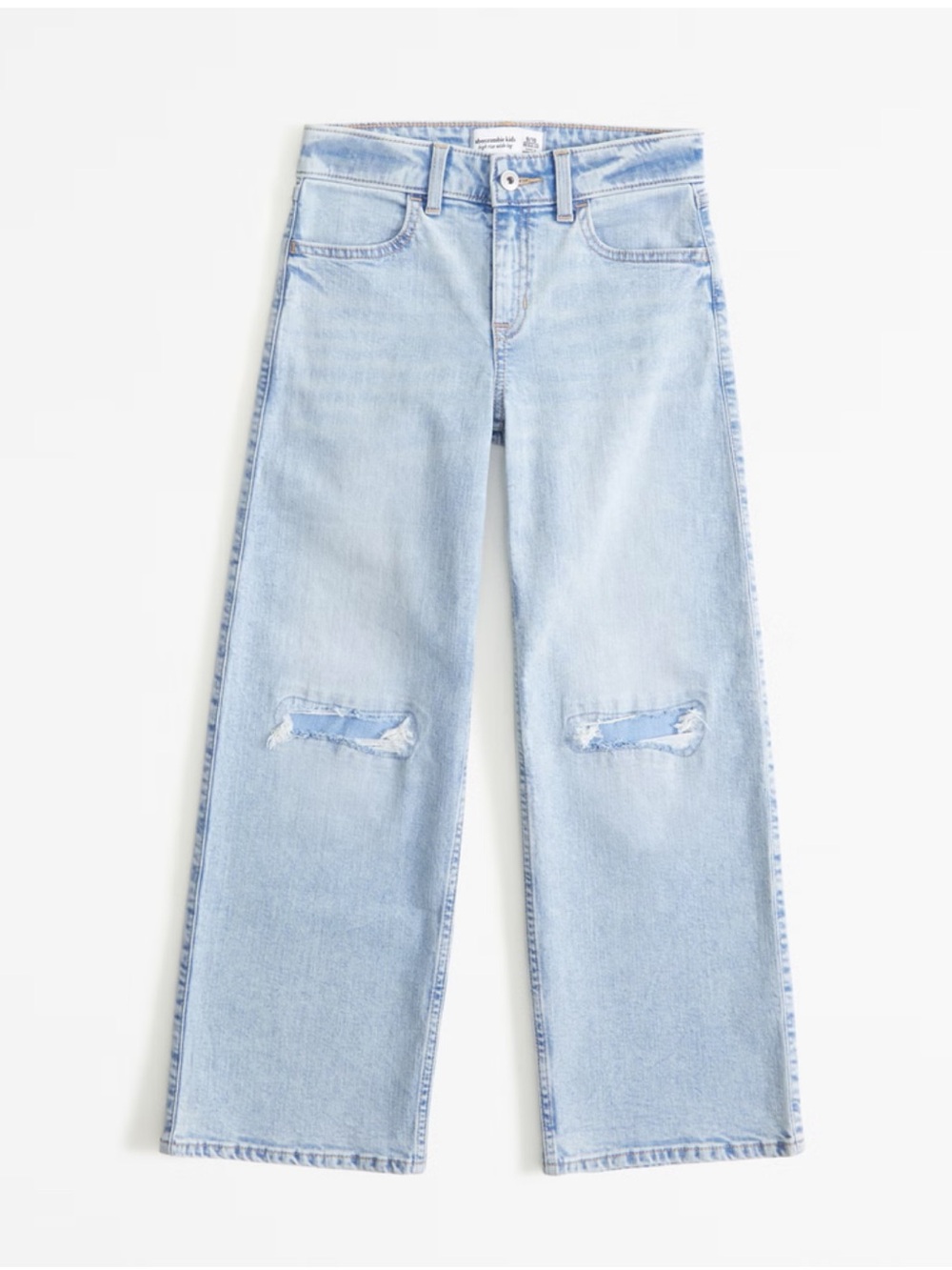 abercrombie kids Light Blue high rise Wide-Leg Distressed Jeans
